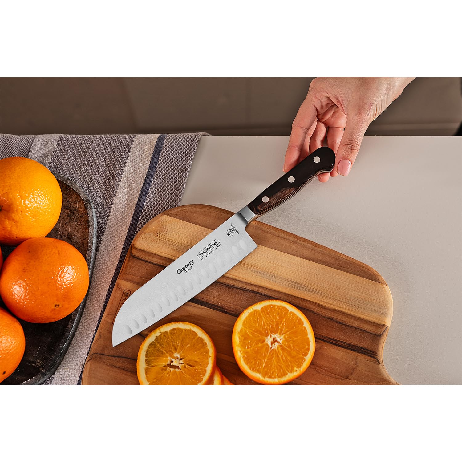 Amazon｜トラモンティーナ 木柄 三徳 包丁 センチュリーウッド 180mm